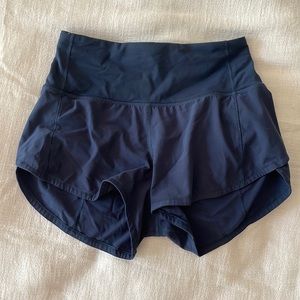 high waist navy lululemon shorts, size 2, inseam 2.5, barely worn